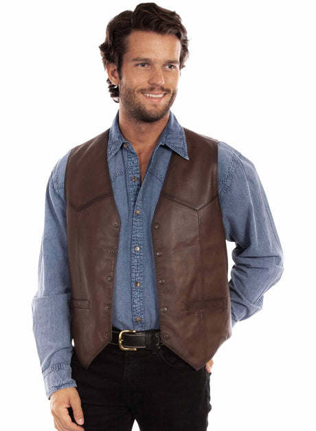 Chaleco Scully Open Range (Piel 507) – Hombre
