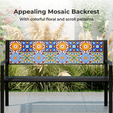 Banco de metal para patio de 50 pulgadas, sofá de dos plazas con respaldo de mosaico para 2-3 personas - Negro
