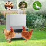 Comedero de pollo galvanizado para montar en la pared con capacidad para 50 libras - Plateado