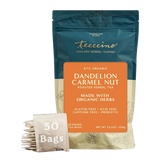 Té de hierbas tostadas de diente de león, caramelo y nuez