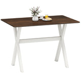 Mesa de comedor moderna, mesa de cocina de madera con estructura en forma de X - Blanca