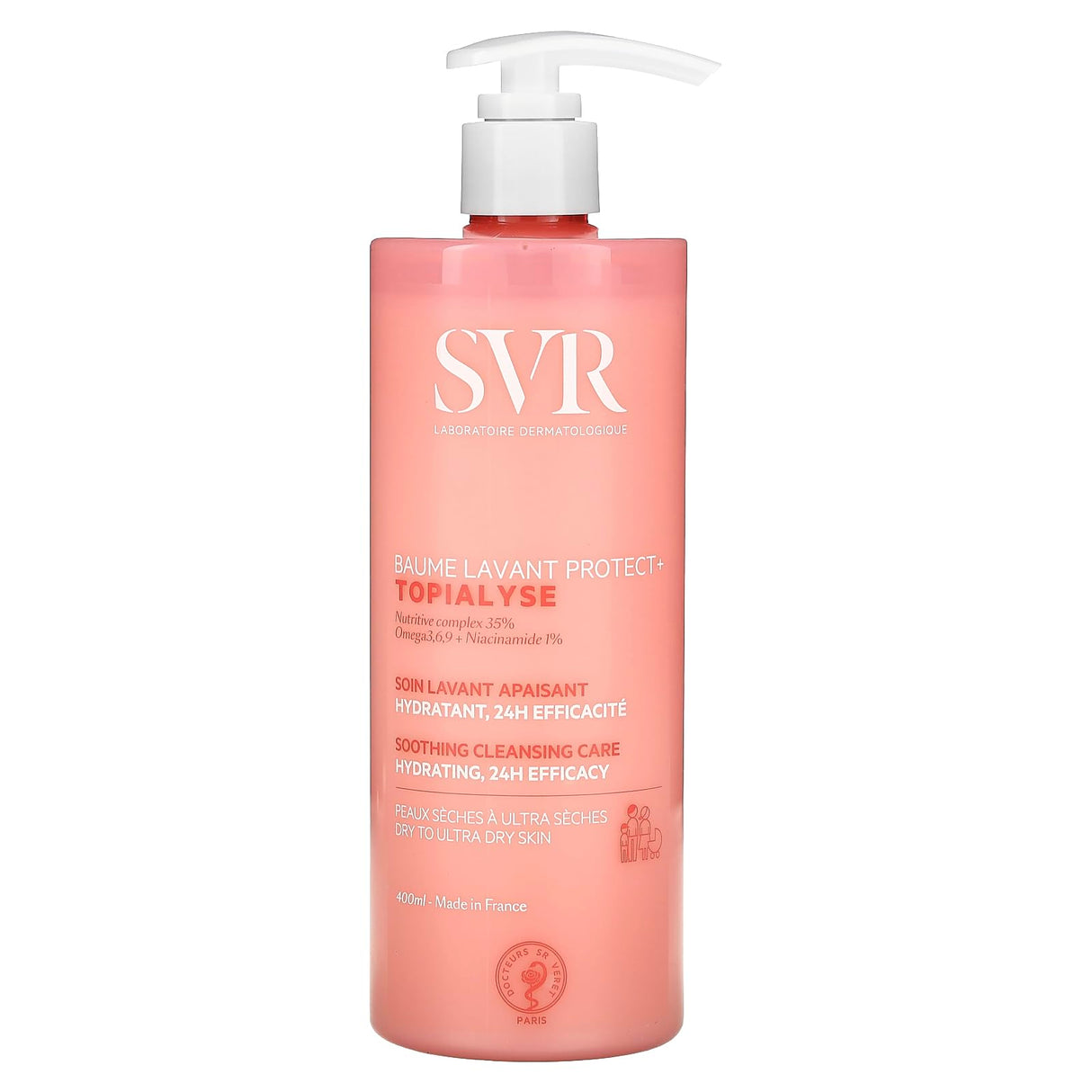 SVR Topialyse Gel Lavant - Gentle, Hypoallergenic Face Cleansing Gel for Sensitive & Dry Skin - Paraben-Free, Omega 3, 6, 9 Enriched