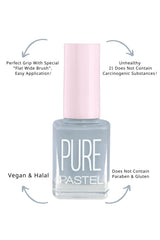 Pastel Pure 610 Nail Polish 13ml - Vegan & Cruelty-Free Nail Polish with Thick Brush for Easy Application