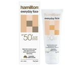 Hamilton Sunscreen Face Cream SPF50+ - Matte Finish, Non-Comedogenic, Moisturizing with Aloe Vera & Vitamin E