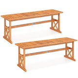 Banco de exterior de madera de acacia de 51 pulgadas con asiento de listones y capacidad de peso de 800 libras