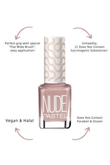 Pastel Vegan Cruelty-Free Nail Polish - Pastel Nude 752, 13ml, Thick Brush for Easy Application