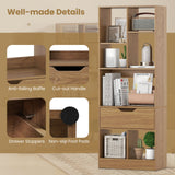 51inch Tall Freestanding Bookcase with Drawer 7-Cube Storage Organizer