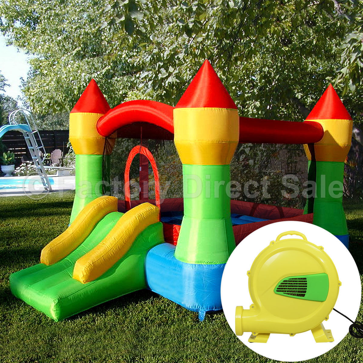 Castillo Hinchable con Tobogán y Soplador de 480 W