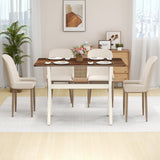 Mesa de comedor moderna, mesa de cocina de madera con estructura en forma de X - Blanca