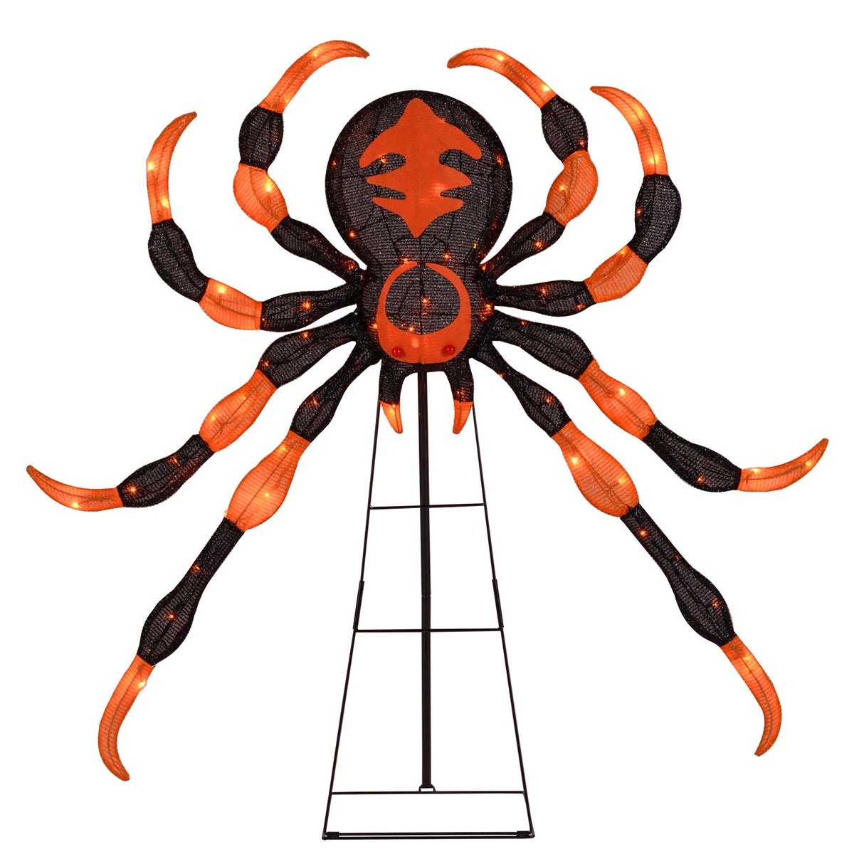 Decoración de araña de Halloween de 52 pulgadas con 16 LED parpadeantes de color blanco cálido
