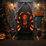 Decoración de araña de Halloween de 52 pulgadas con 16 LED parpadeantes de color blanco cálido