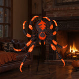 Decoración de araña de Halloween de 52 pulgadas con 16 LED parpadeantes de color blanco cálido
