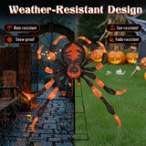 Decoración de araña de Halloween de 52 pulgadas con 16 LED parpadeantes de color blanco cálido