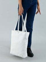 Bolso tote de hombro de cuero blanco