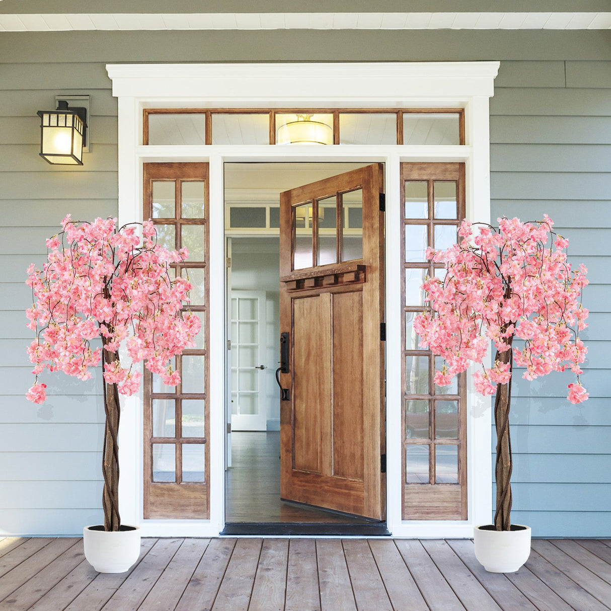 Árbol artificial de flor de cerezo de 5.5 pies de altura con flores rosas/blancas, 1 unidad