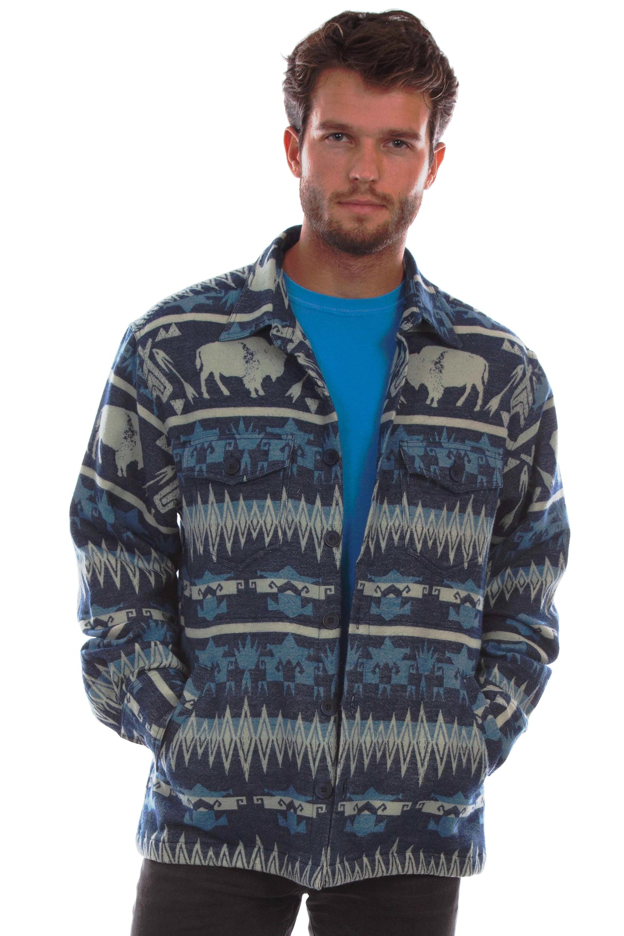 Scully Buffalo Run - Camisa Chaqueta de Franela Western para Hombre