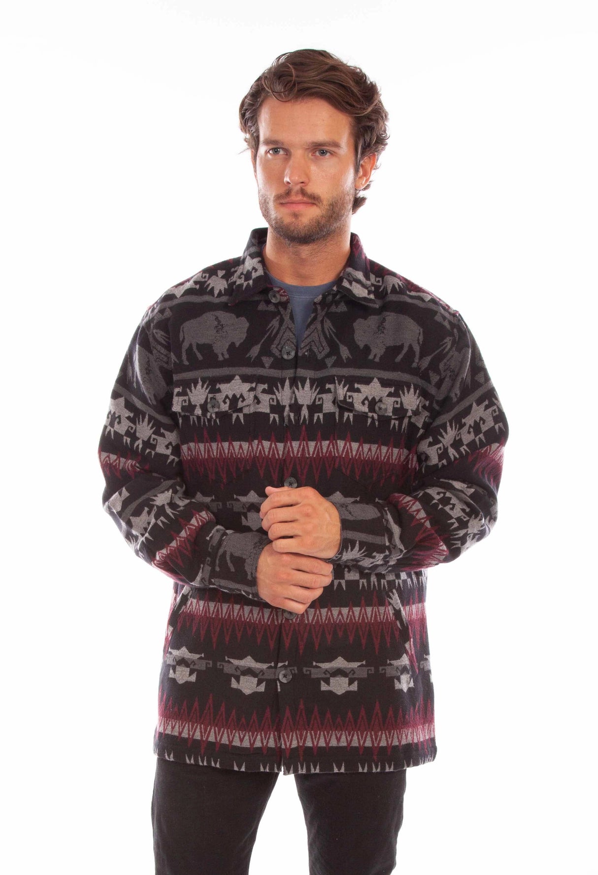 Scully Buffalo Run - Camisa Chaqueta de Franela Western para Hombre