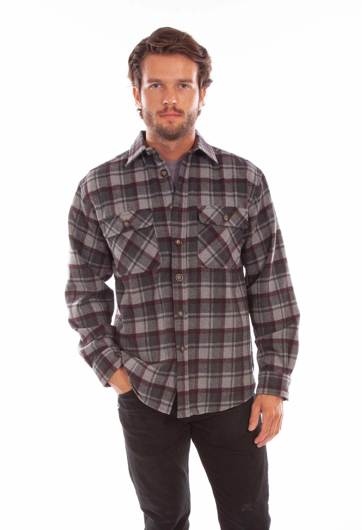 Scully Ironwood - Camisa de Franela de Lana Vaquera para Hombre
