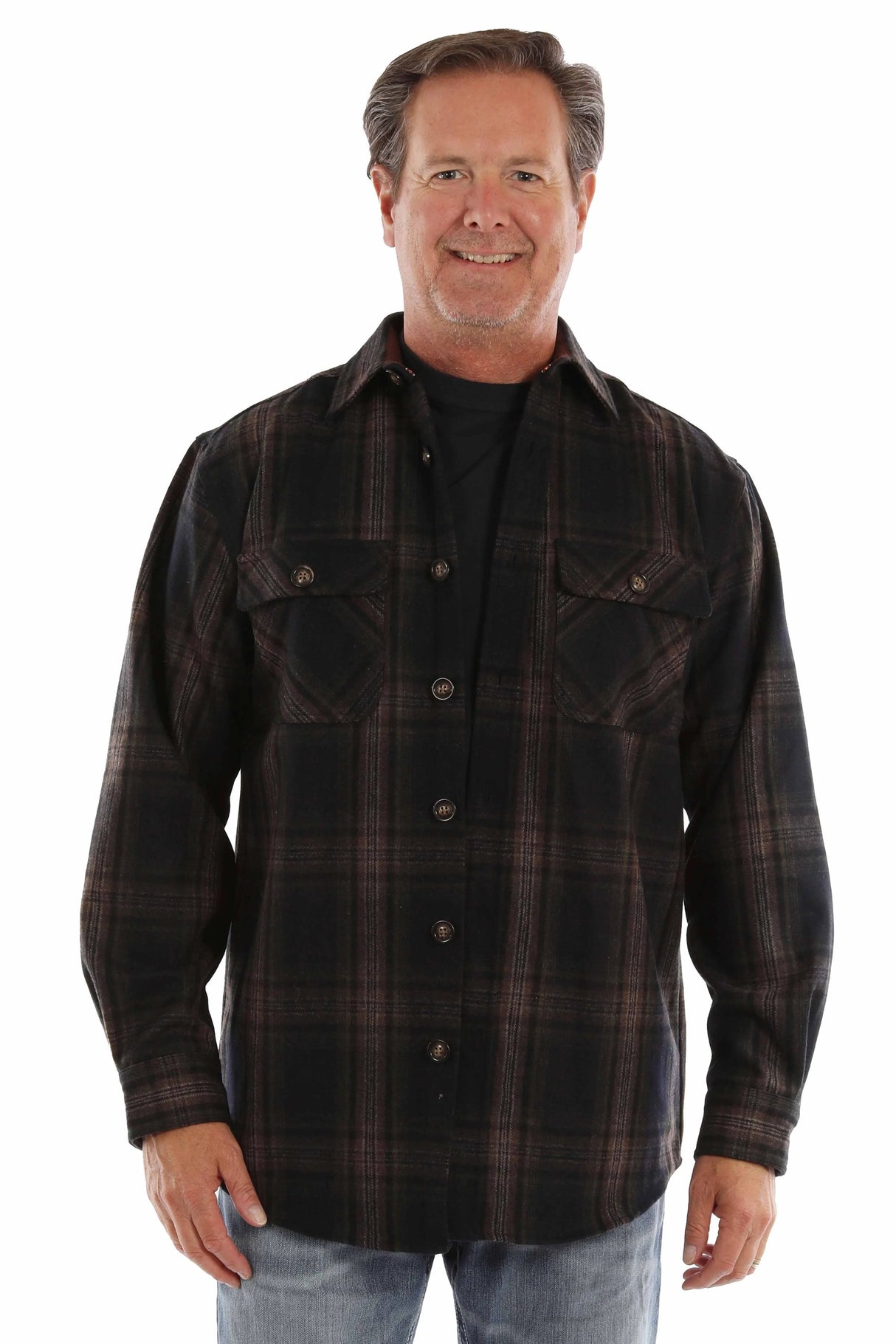 Scully Ironcrest - Camisa de Franela de Lana Occidental para Hombre