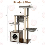 53 Inch Cat Tree with Condo and Swing Tunnel