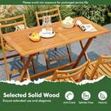 54.5 Inch x 27.5 Inch  Patio Dining Table with Teak Painting and Umbrella Hole