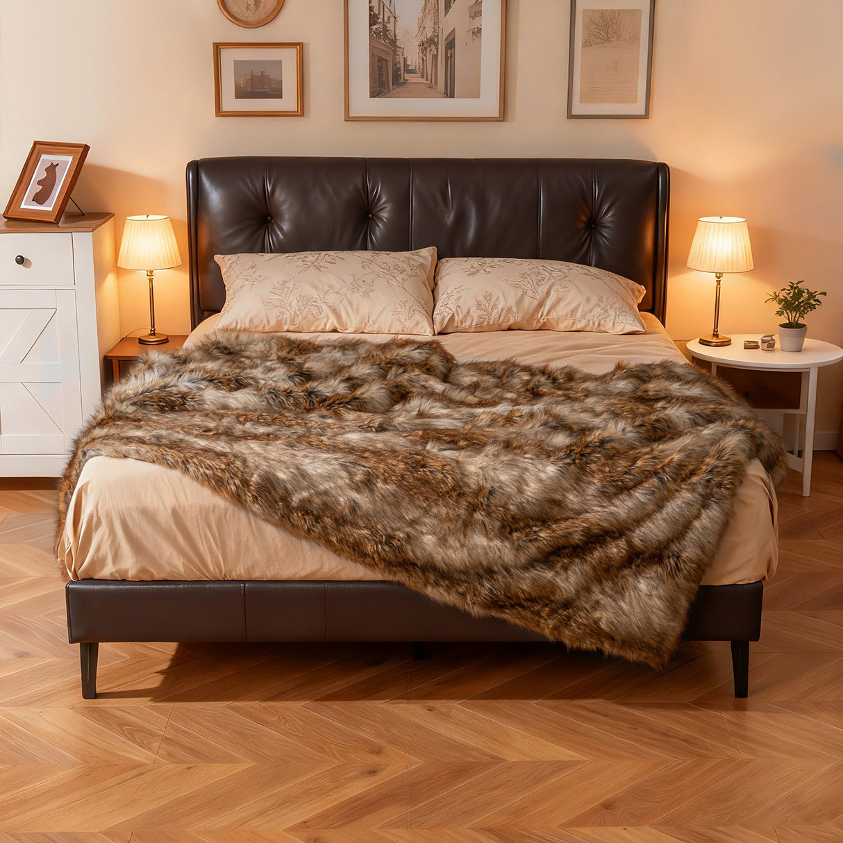 Manta de piel sintética de mapache de lujo, suave y afelpada de 540 g/m² para cama