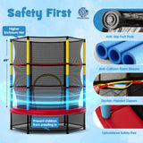 55 Inch Mini Trampoline for Kids with Safety Enclosure Net for Indoor Outdoor