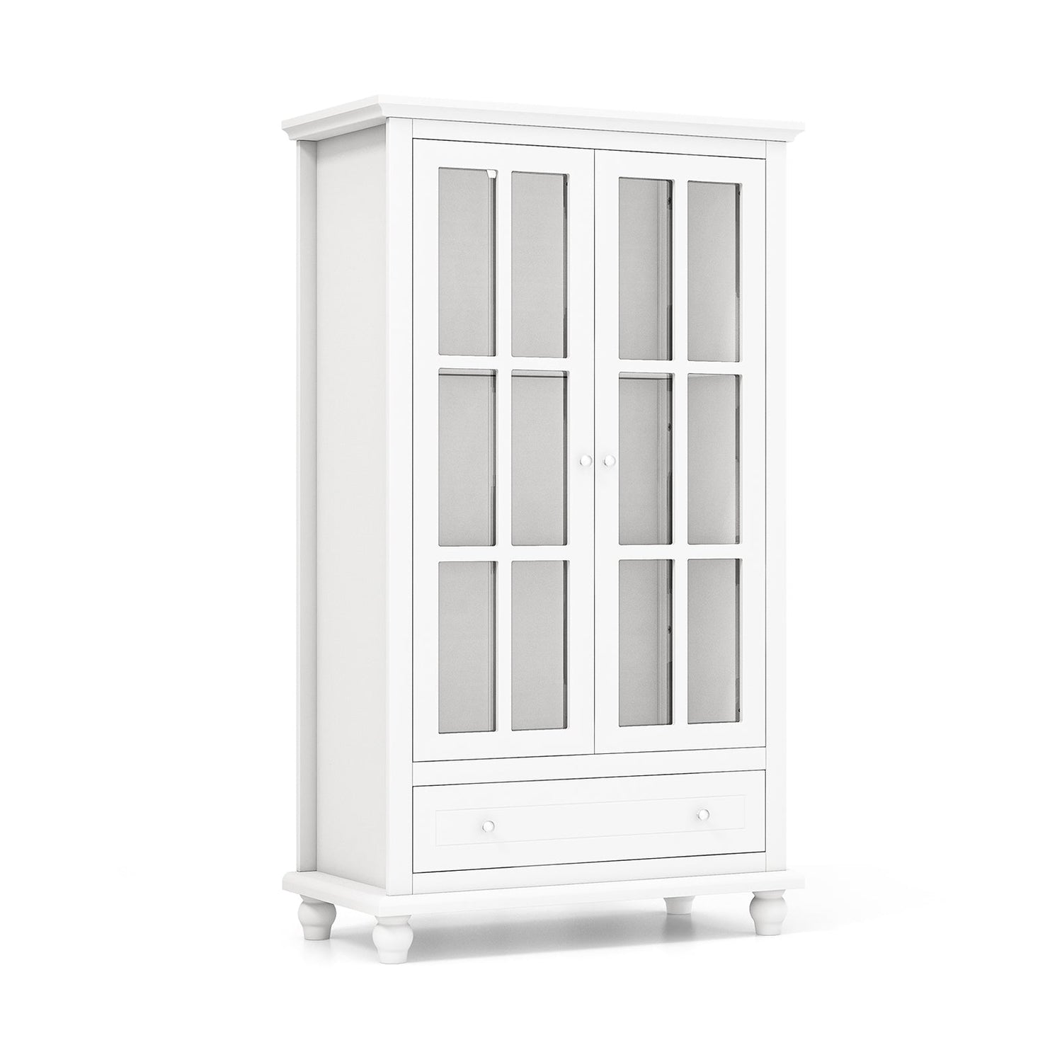 Estantería de 55 pulgadas con puertas de cristal templado - Blanco