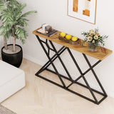 Mesa consola de 55 pulgadas con estructura de metal macizo y almacenamiento - Madera
