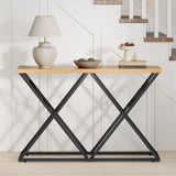 Mesa consola de 55 pulgadas con estructura de metal macizo y almacenamiento - Madera