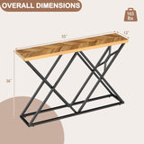 Mesa consola de 55 pulgadas con estructura de metal macizo y almacenamiento - Madera