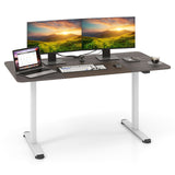 55 Inch Electric Standing Desk Adjustable with Cable Management Hole-Brown