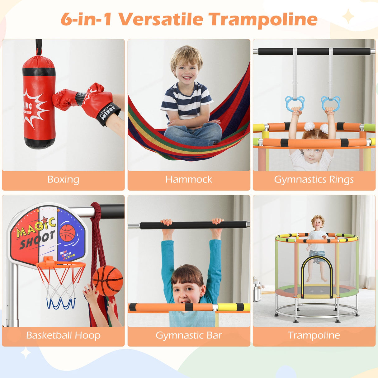 Trampolín infantil de 55" regalo para niños y niñas de 3 a 6 años