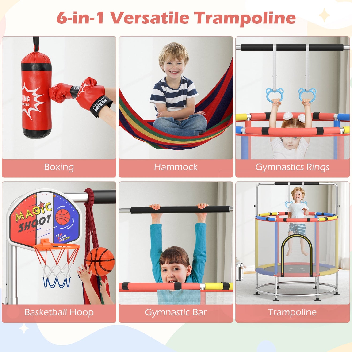 Trampolín infantil de 55" regalo para niños y niñas de 3 a 6 años