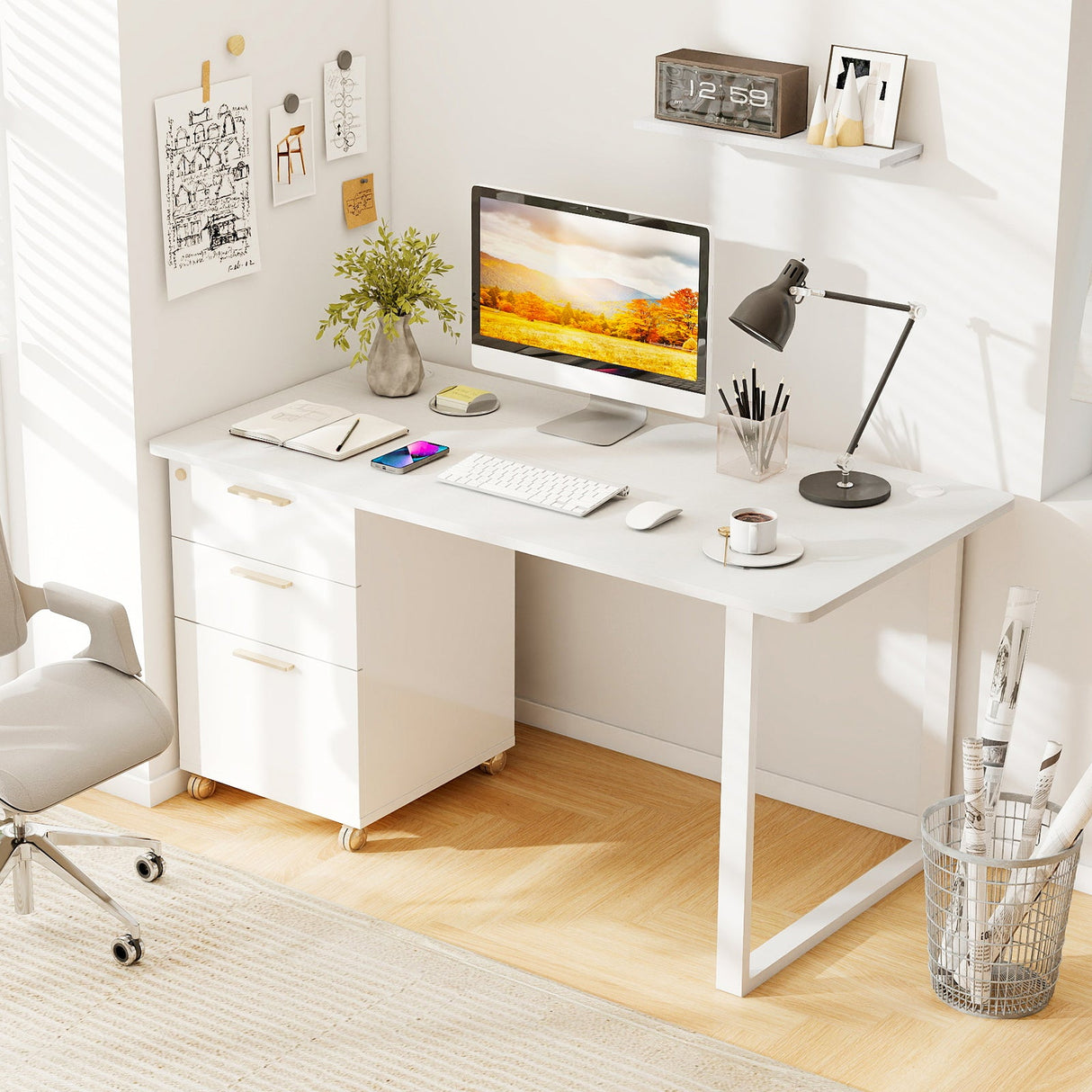 Tablero universal de 58 pulgadas x 28 pulgadas para estructura de escritorio estándar y de pie