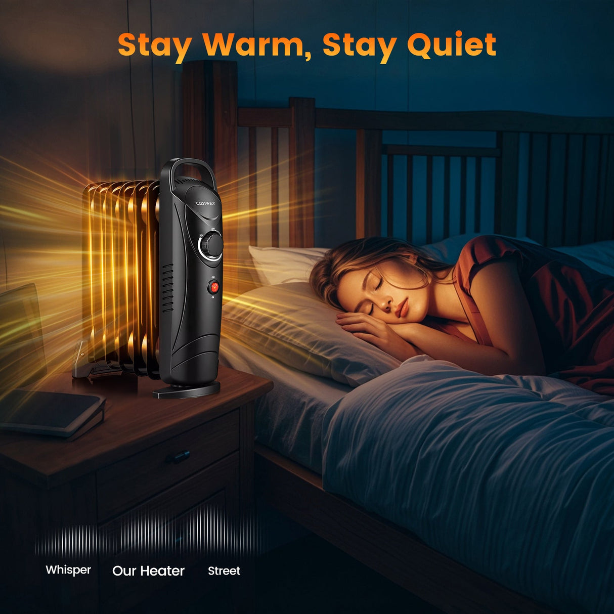 700W Electric Oil Filled Radiator Heater with Adjustable Thermostat