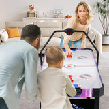 Mesa de Air Hockey de 56 pulgadas con marcador digital LED y potente motor de 12 V - Blanca