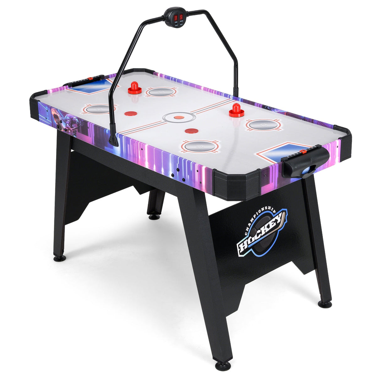 Mesa de Air Hockey de 56 pulgadas con marcador digital LED y potente motor de 12 V - Blanca
