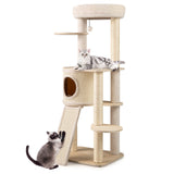 Árbol para gatos de 56 pulgadas de alto con 2 postes rascadores de sisal y escalera-NA