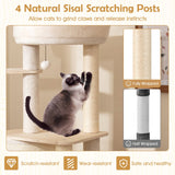 Árbol para gatos de 56 pulgadas de alto con 2 postes rascadores de sisal y escalera-NA