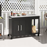 Mesa de parrilla exterior de 56 pulgadas con fregadero y tapa de acero inoxidable - Negro