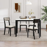 Juego de 4 sillas de comedor modernas con respaldo reclinable para comedor - Negro