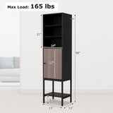 57 Inch Bathroom Tall Cabinet with 1 Door and 4 Shelves Narrow Storage Unit
