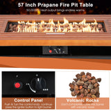 57 Inch 50 000 BTU Rectangular Propane Outdoor Fire Pit Table