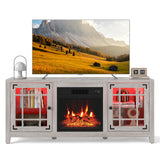 Mueble para TV de 58 pulgadas con chimenea, luces LED y chimenea eléctrica de 18 pulgadas