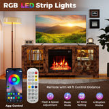 Mueble para TV de 58 pulgadas con chimenea, luces LED y chimenea eléctrica de 18 pulgadas