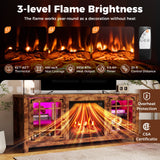 Mueble para TV de 58 pulgadas con chimenea, luces LED y chimenea eléctrica de 18 pulgadas