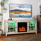 Mueble para TV de 58 pulgadas con chimenea, luces LED y chimenea eléctrica de 18 pulgadas