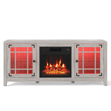 Mueble para TV de 58 pulgadas con chimenea, luces LED y chimenea eléctrica de 18 pulgadas