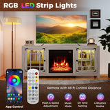 Mueble para TV de 58 pulgadas con chimenea, luces LED y chimenea eléctrica de 18 pulgadas